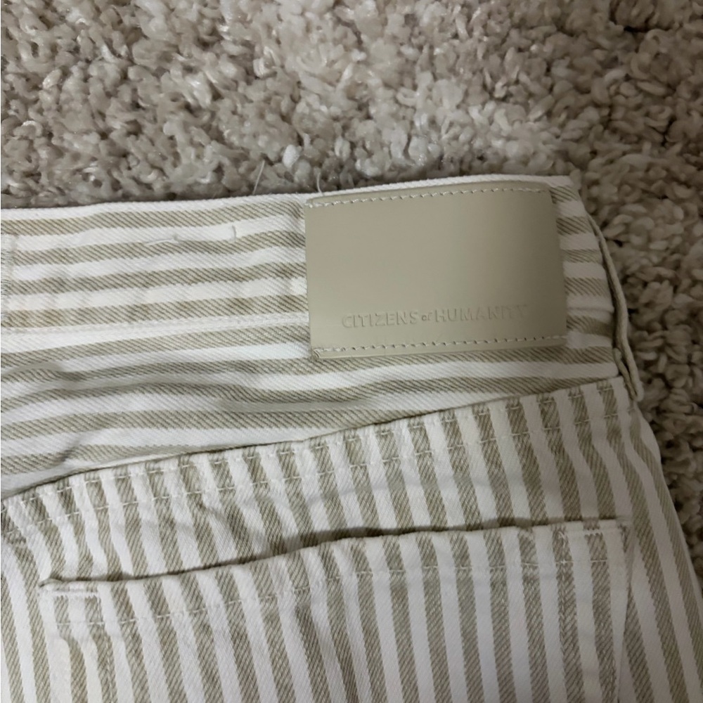 Citizens Of Humanity Cream and Beige Striped Barrel Jeans - Picture 4 of 4